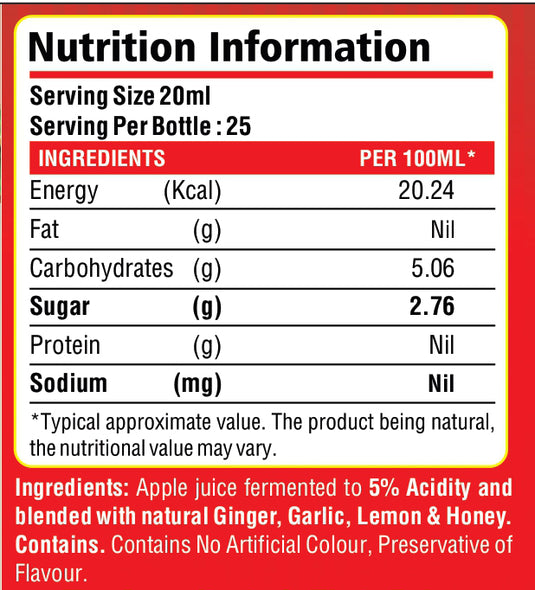 Unifibe® Apple Cider Vinegar with Ginger, Garlic, Lemon & Honey for Digestive Health, Immune Support, Heart Health, Weight Management & Boost Energy– 500 ml (Natural, Unfiltered & With The ‘Mother’) Unifibe