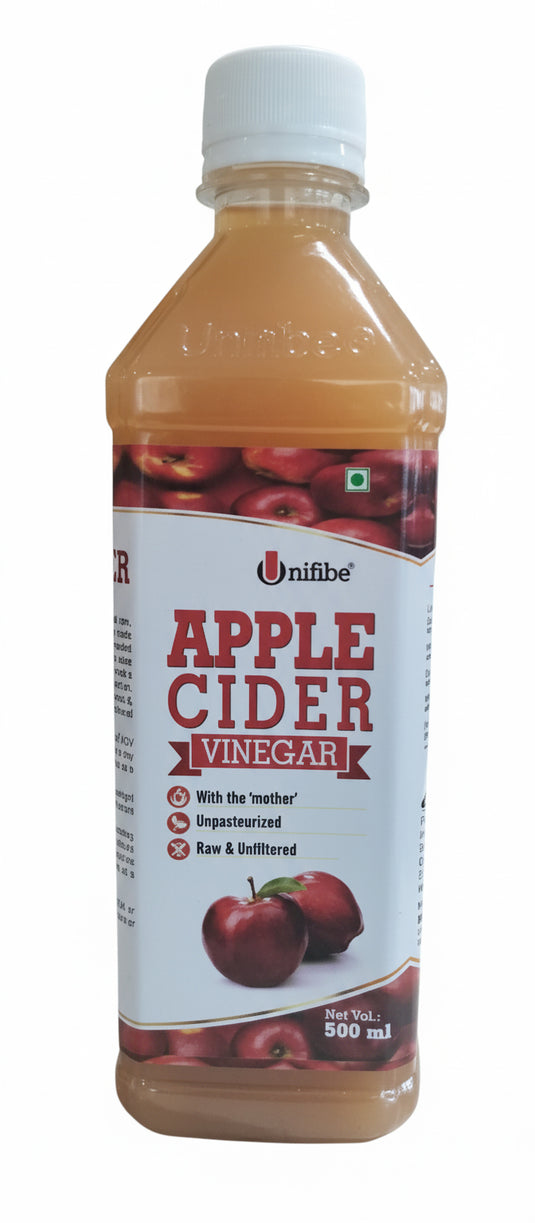 Unifibe® Apple Cider Vinegar for Digestive Health, Weight loss and boost enegy and immune system– 500 ml (Natural, Unfiltered & With The ‘Mother’) Unifibe