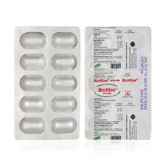 Shrey's Biofibe Prebiotics & Probiotics for Digestive Health – 100 Capsules Shrey's