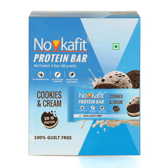 Novkafit Protein Bar 6 Piece(s)/Pack (Cookies & Cream Flavour) (360 g) Novkafit