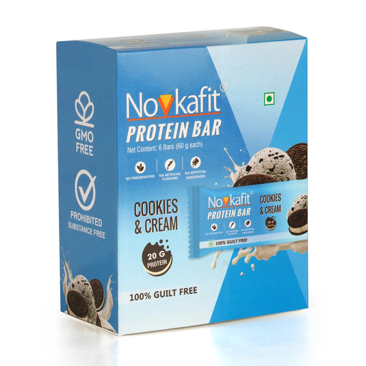 Novkafit Protein Bar 6 Piece(s)/Pack (Cookies & Cream Flavour) (360 g) Novkafit