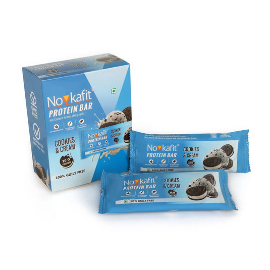 Novkafit Protein Bar 6 Piece(s)/Pack (Cookies & Cream Flavour) (360 g) Novkafit
