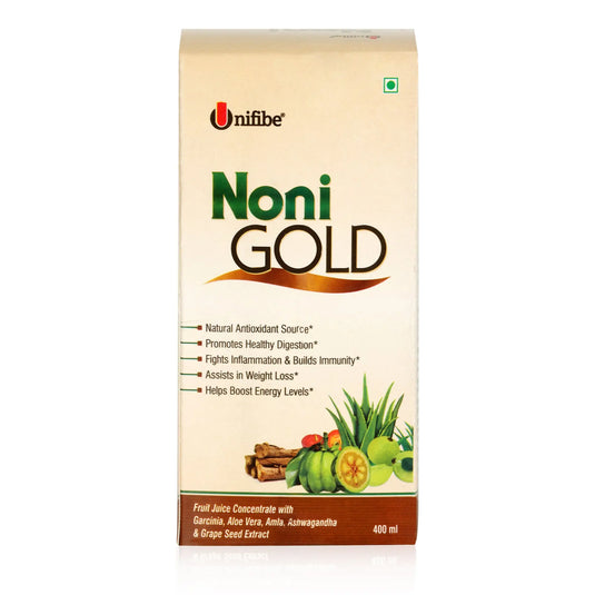 Unifibe Noni Gold, Juice Concentrate - 400 ml (with Garcinia, Aloe Vera, Amla, Ashwagandha & Grape Seed Extract) Unifibe