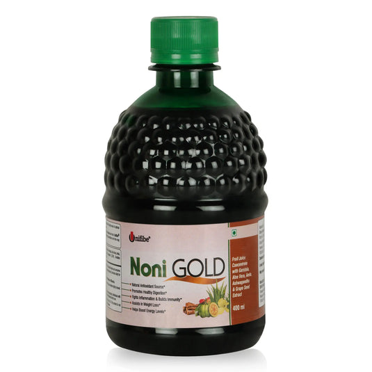 Unifibe Noni Gold, Juice Concentrate - 400 ml (with Garcinia, Aloe Vera, Amla, Ashwagandha & Grape Seed Extract) Unifibe