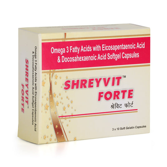 Shreyvit Forte Omega-3 Fish Oil, 1000 mg – 30 Softgel Capsules (Omega-3 Fatty Acids with 330 mg EPA & 220 mg DHA) for Heart, Brain, and Joint Health Shrey's