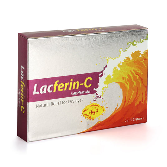 Shrey's Lacferin-C with Curcumin, Vitamin D3 & Omega-3 Fatty Acids for Dry Eye Relief – 30 Capsules Shrey's