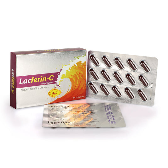 Shrey's Lacferin-C with Curcumin, Vitamin D3 & Omega-3 Fatty Acids for Dry Eye Relief – 30 Capsules Shrey's