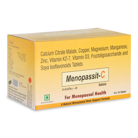 Shrey's Menopassit-C for Comprehensive Menopause Support & Optimal Bone Health with Vitamin K2, Calcium, and D3-100 Tablets Shrey's