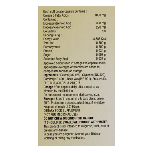 Shreyvit Forte Omega-3 Fish Oil, 1000 mg – 30 Softgel Capsules (Omega-3 Fatty Acids with 330 mg EPA & 220 mg DHA) for Heart, Brain, and Joint Health Shrey's