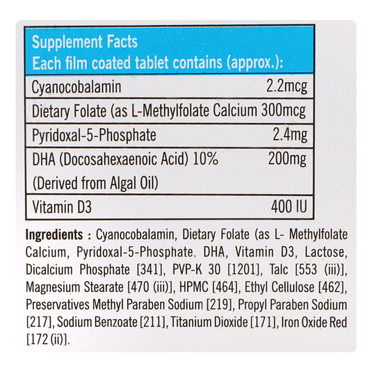 Shrey's Shreyfol-D Pregnancy Support, Dietary Folate, Vitamin B12 with DHA & Vitamin D3  (30 Tablets) Shrey's