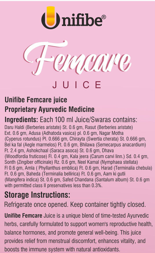 Unifibe Femcare Women’s Herbal Supplement – 1L Hormonal Balance, PCOS, PCOD, Period Pain Relief, Hair and Skin Unifibe