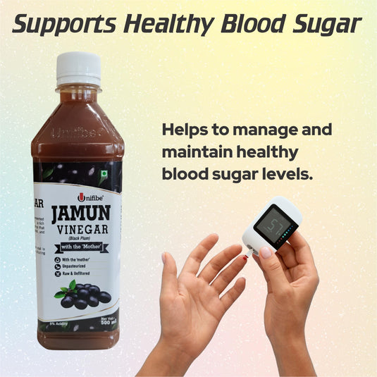 Unifibe Jamun Vinegar | 100% Natural & Unfiltered | With the ‘Mother’ | Supports Blood Sugar, Digestion & Immunity – 500 ml Unifibe