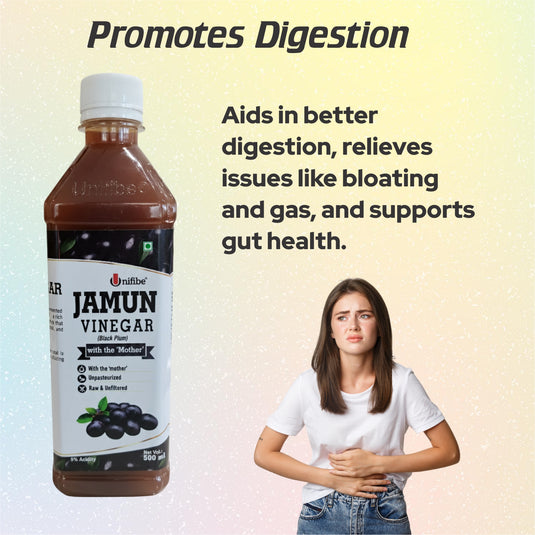 Unifibe Jamun Vinegar | 100% Natural & Unfiltered | With the ‘Mother’ | Supports Blood Sugar, Digestion & Immunity – 500 ml Unifibe