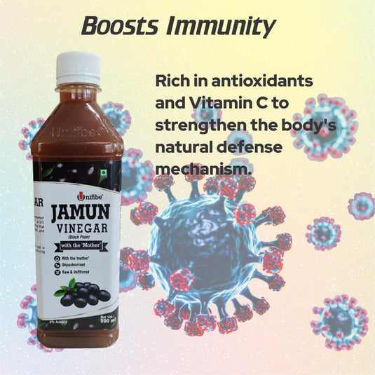 Unifibe Jamun Vinegar | 100% Natural & Unfiltered | With the ‘Mother’ | Supports Blood Sugar, Digestion & Immunity – 500 ml Unifibe
