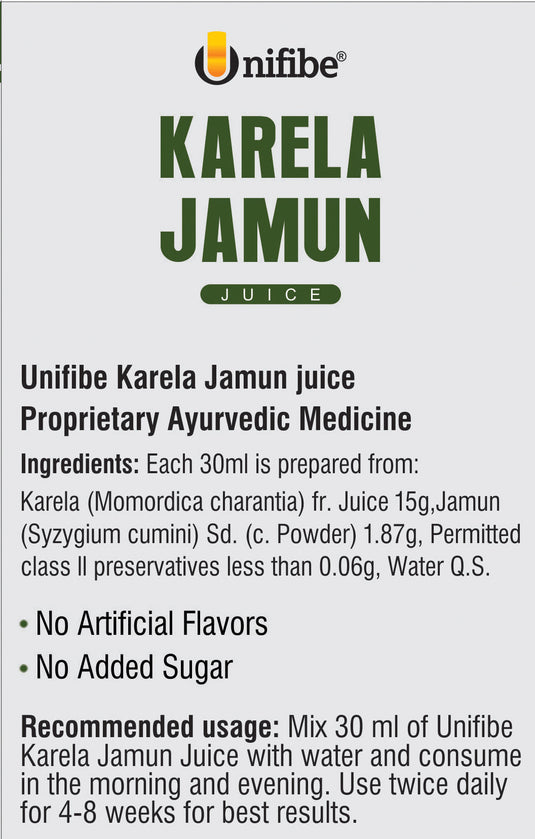 Unifibe Karela Jamun Juice - 1L Natural Juice made from Fresh Karela and Jamun Seeds Unifibe