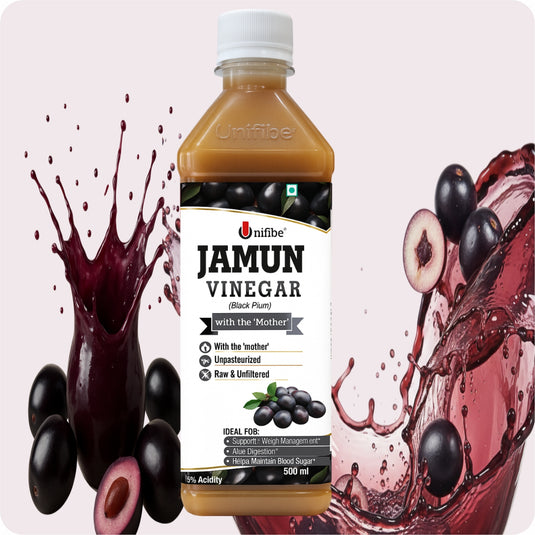 Unifibe Jamun Vinegar | 100% Natural & Unfiltered | With the ‘Mother’ | Supports Blood Sugar, Digestion & Immunity – 500 ml Unifibe