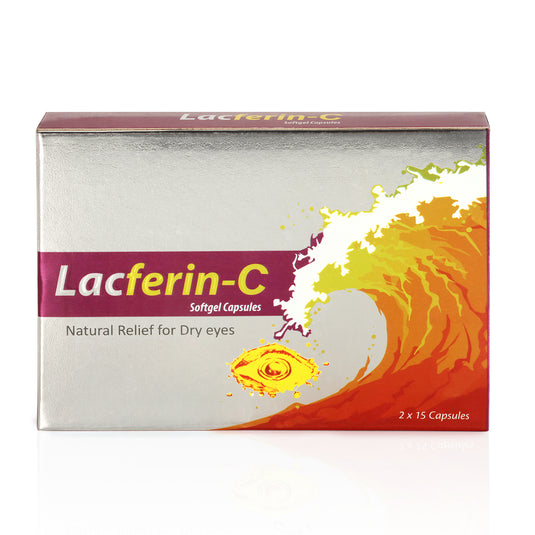 Shrey's Lacferin-C with Curcumin, Vitamin D3 & Omega-3 Fatty Acids for Dry Eye Relief – 30 Capsules