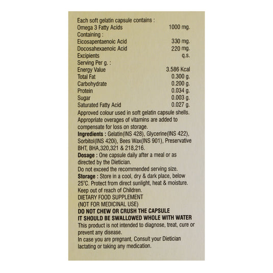 Shreyvit Forte Omega-3 Fish Oil, 1000 mg – 30 Softgel Capsules (Omega-3 Fatty Acids with 330 mg EPA & 220 mg DHA) for Heart, Brain, and Joint Health