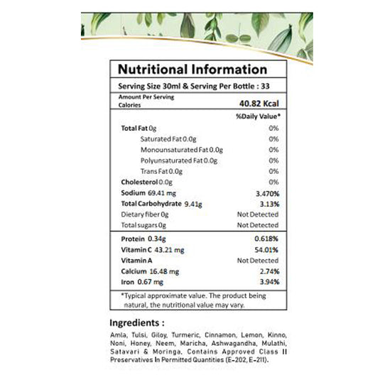 Immunity Booster Juice with Amla, Tulsi, Giloy & 12 Natural Herbs | Herbal Wellness Drink for Daily Immune Support | Rich in Antioxidants | 1000 ml Unifibe