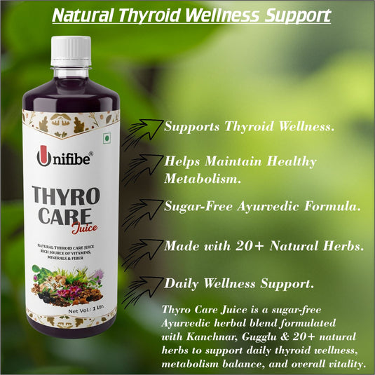 Thyro Care Juice – 1000 ml | Sugar-Free Ayurvedic Blend with Kanchnar, Gugglu & 20 Other Natural Herbs | Thyroid Wellness Support Juice Unifibe